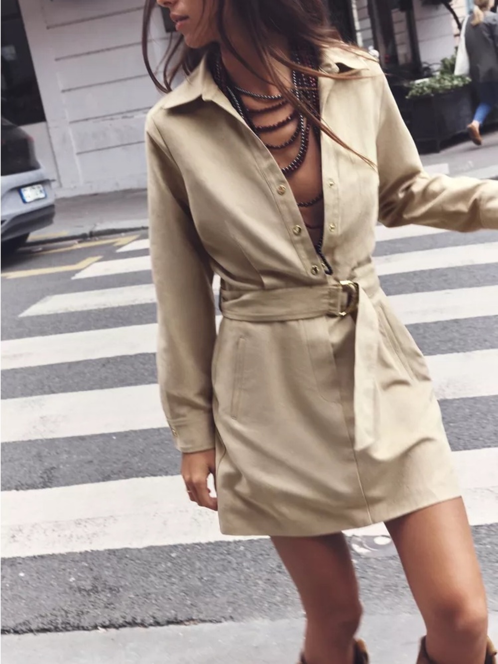 Brand New Zara Tan Suede Belted Trench Coat